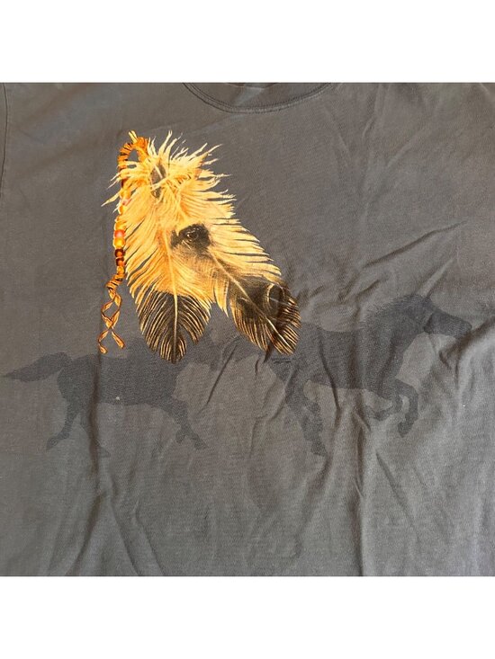 Sedona Other - Vintage Sedona Native American Feather & Horses Graphic T-Shirt Gray Short Sleev